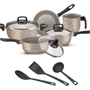 Jogo De Panelas 8 Peças Teflon Antiaderente C Tampa De Vidro Cor Ceramic (cópia)